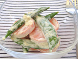 スナップえんどうとにんじんのごまマヨ和え