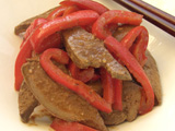 レバーと赤パプリカの味噌炒め