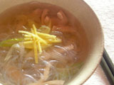 鶏肉と長ねぎのスープ仕立て