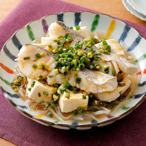 たらと豆腐のレンジ蒸し